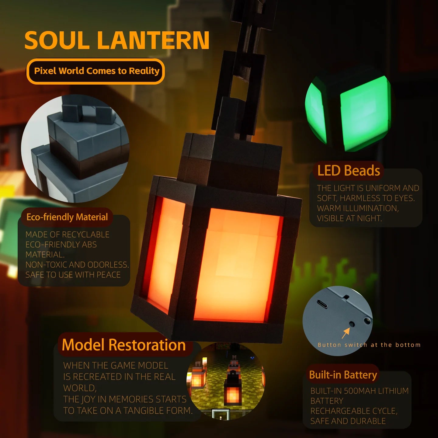 MineLamps™ PixelGlow Lantern – The Ultimate Minecraft-Inspired RGB Light