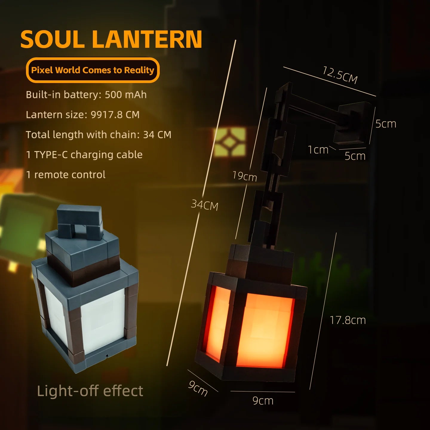 MineLamps™ PixelGlow Lantern – The Ultimate Minecraft-Inspired RGB Light